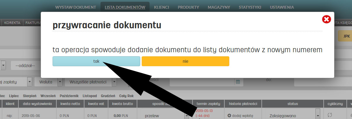 Jak odzyskać usunięty dokument w programie do faktur online faktury.pl