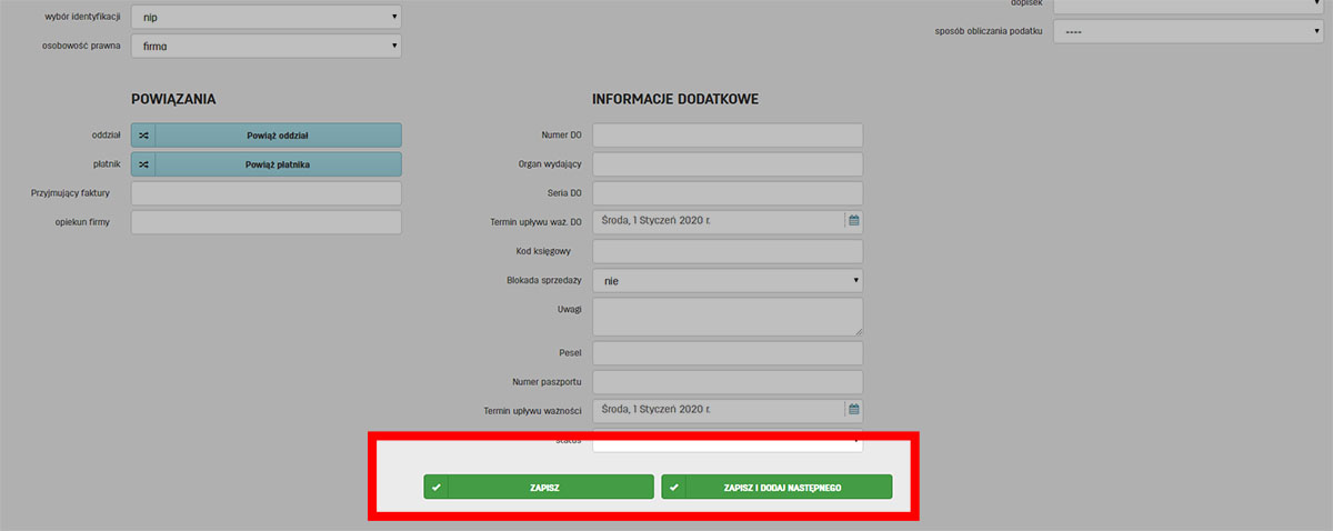 Zapisywanie danych kontrahenta w programie do faktur online faktury.pl