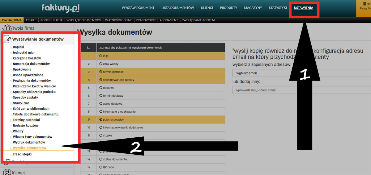 Wysyłka faktur w programie do fakturowania online faktury.pl