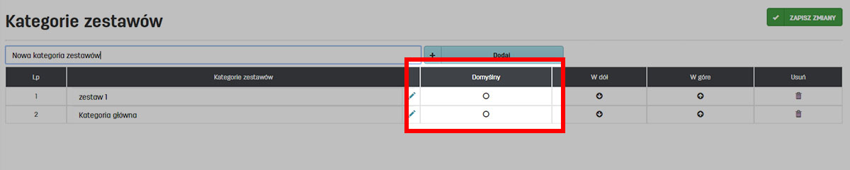 Domyślna kategoria dla zestaw&oacute;w w faktury.pl