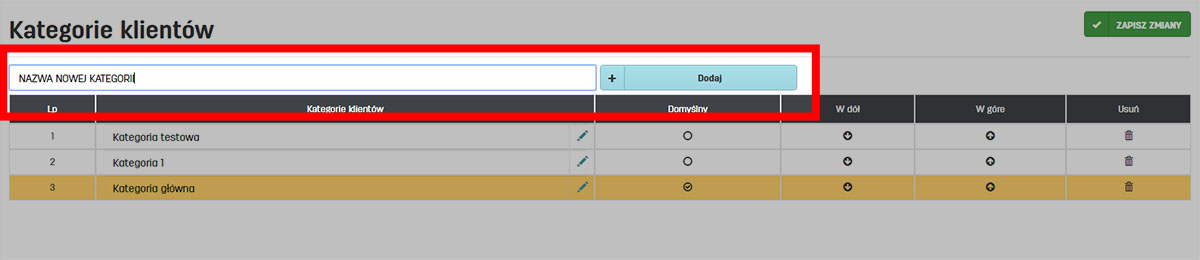 dodawanie kategorii dla klient&oacute;w w faktury.pl