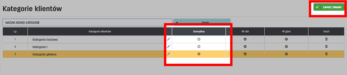 Domyślna kategoria klienta w faktury.pl