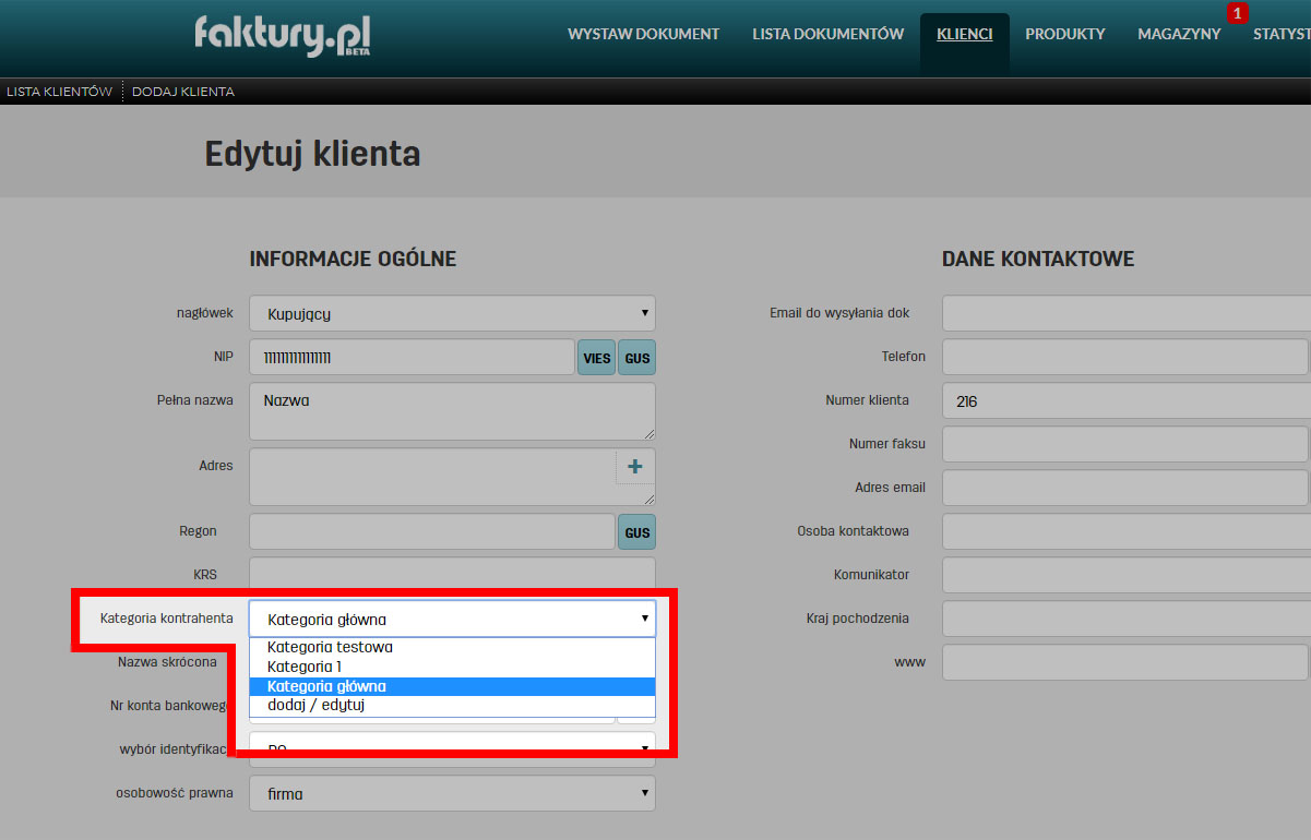 Kategoria kontrahenta