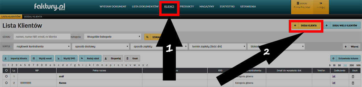Tworzenie status&oacute;w dla klient&oacute;w w programie faktury.pl