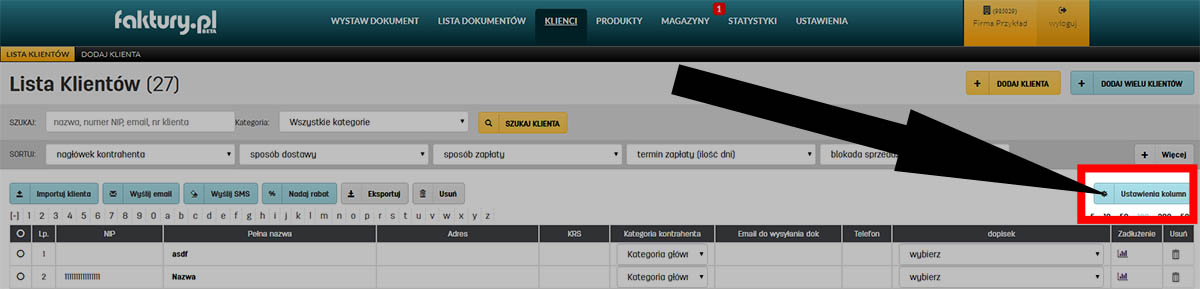 Jak spersonalizować wyświetlanie listy klient&oacute;w na faktury.pl
