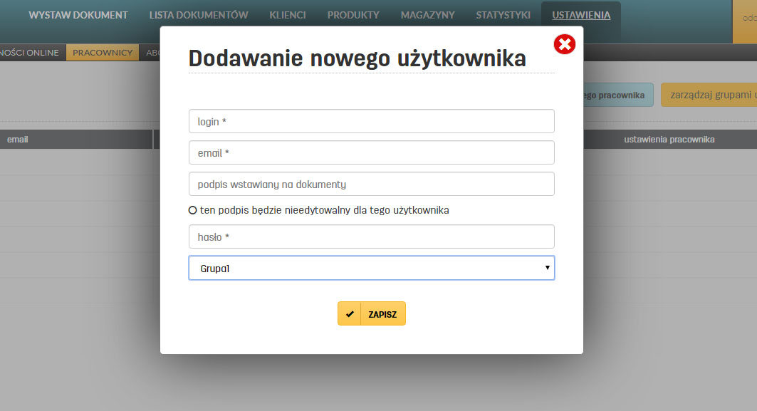 Dodawanie nowego użytkownika w programie do fakturowania faktury.pl