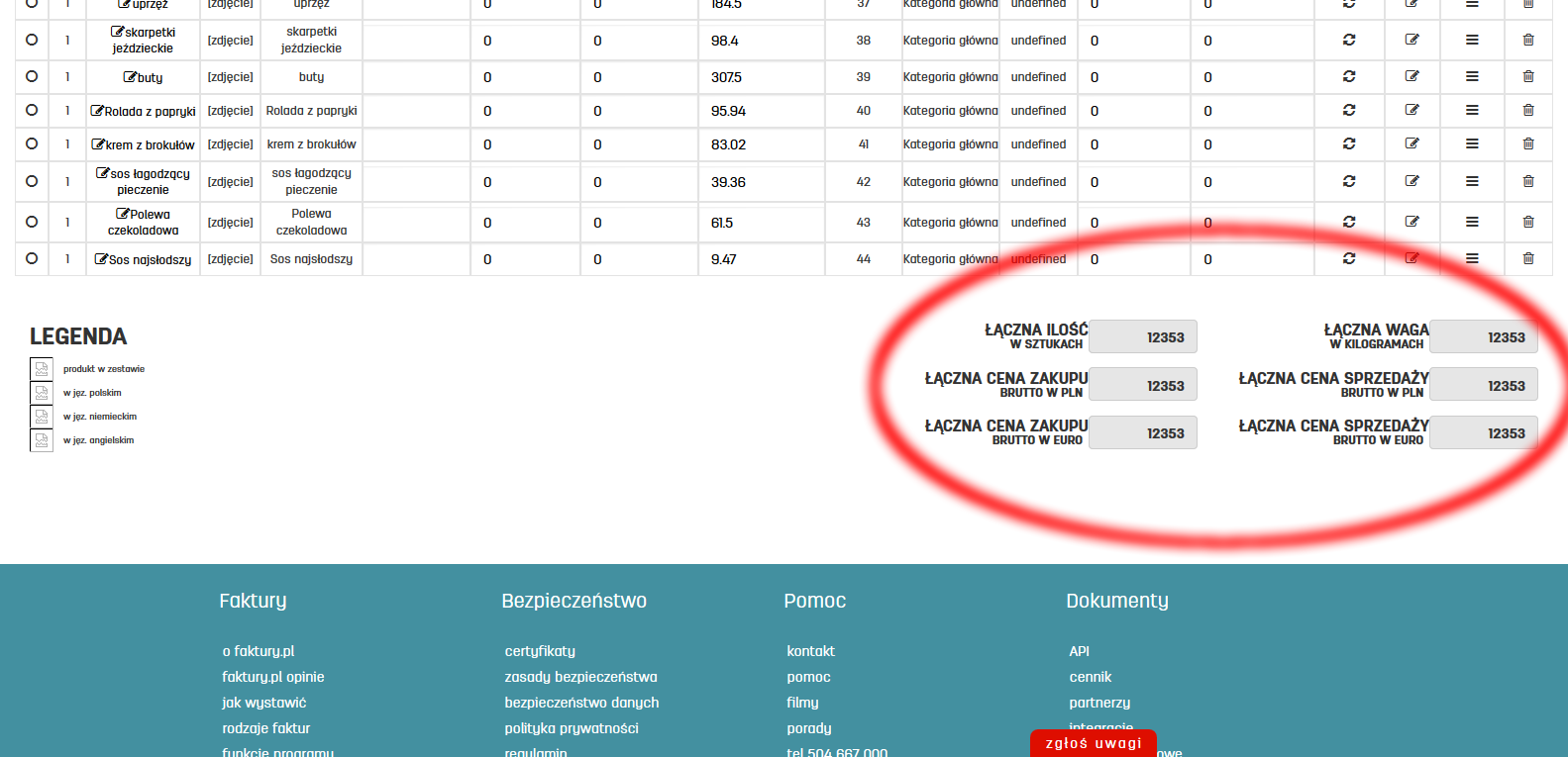 Podsumowanie produktów w oprogramowaniu do fakturowania online faktury.pl